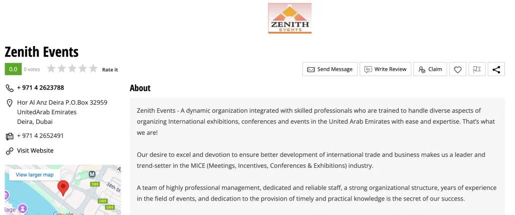 zenith event solutions website